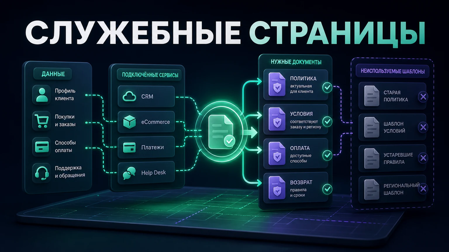 Иллюстрация к разделу «Служебные страницы зависят от данных и работы сайта»