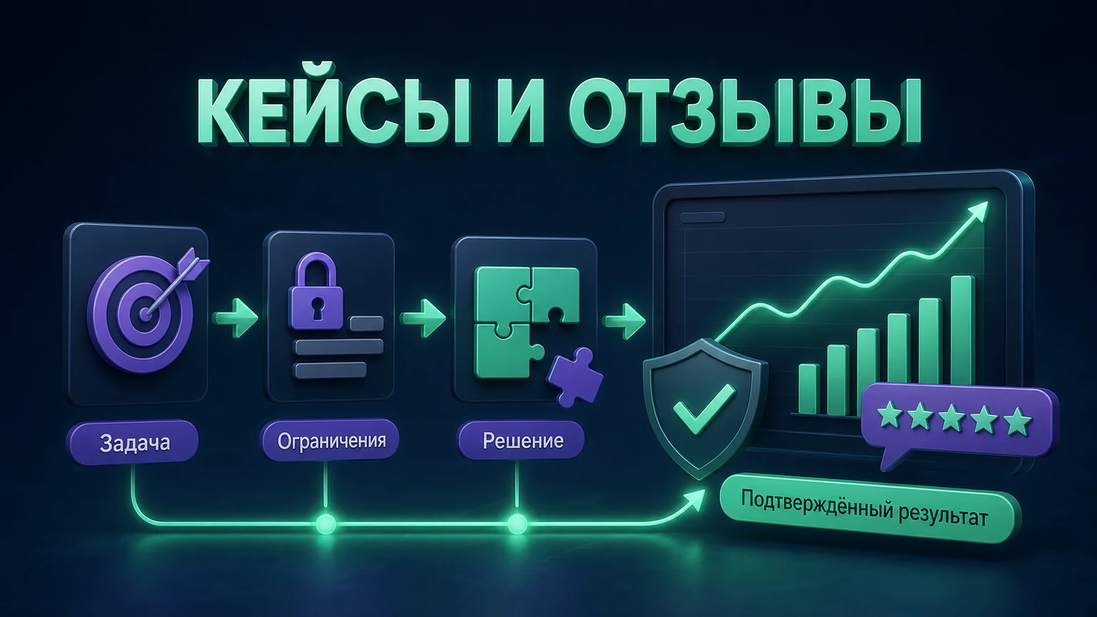 Иллюстрация к разделу «Кейсы и отзывы показывают опыт без громких обещаний»