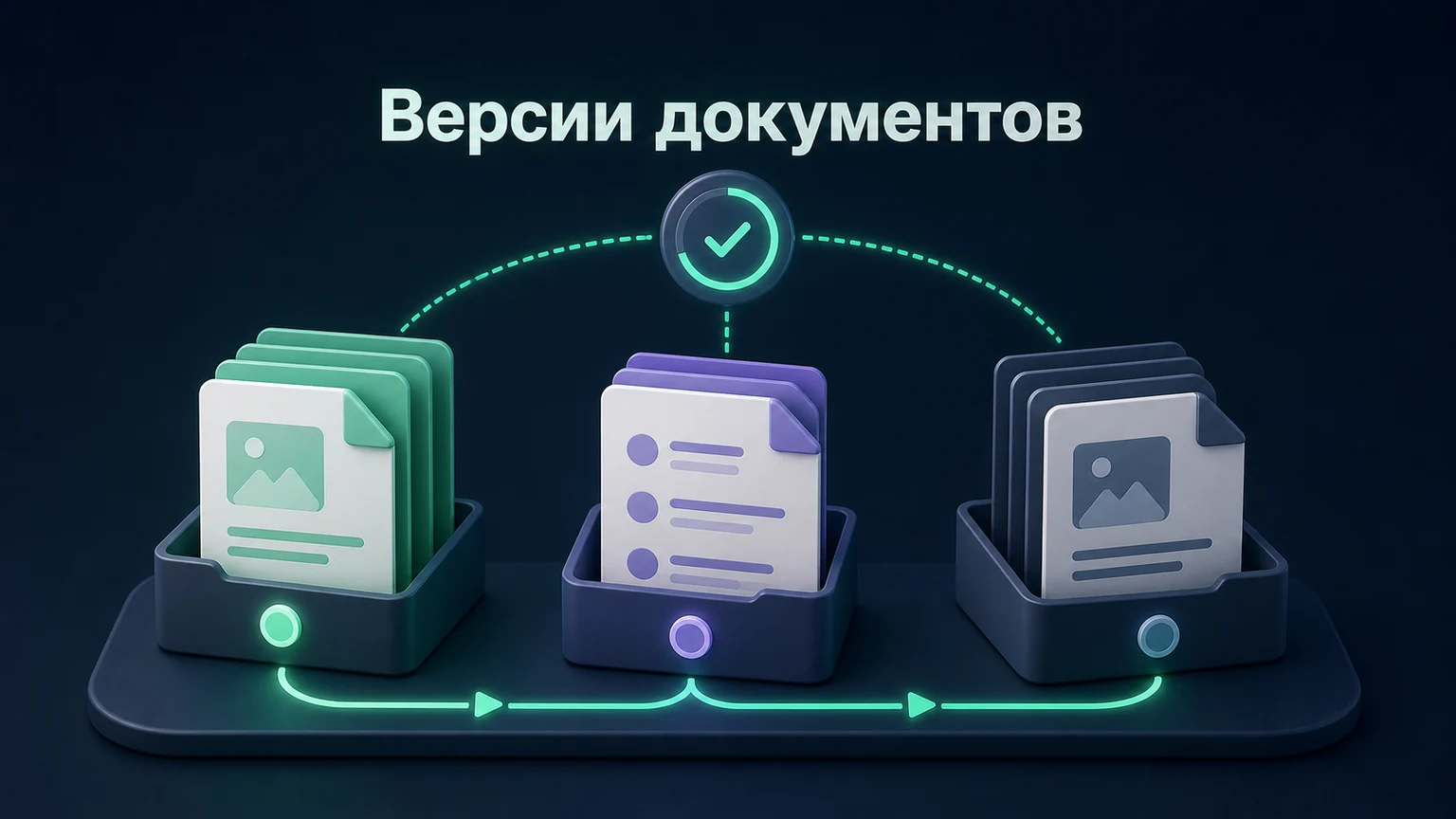 3D-инфографика: текущие, ожидающие действия и архивные файлы разделены.