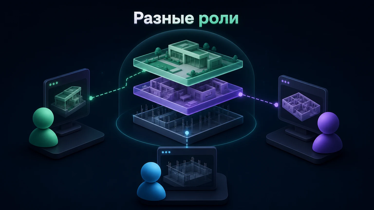 3D-инфографика: заказчик, менеджер и прораб видят разные слои одного объекта.