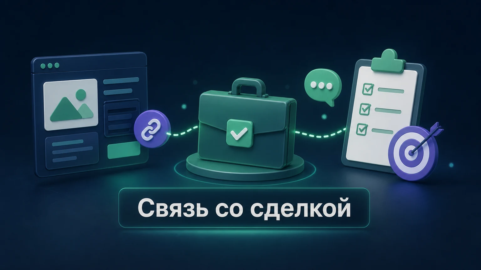 3D-инфографика: согласованная версия соединена со сделкой и задачей менеджера.