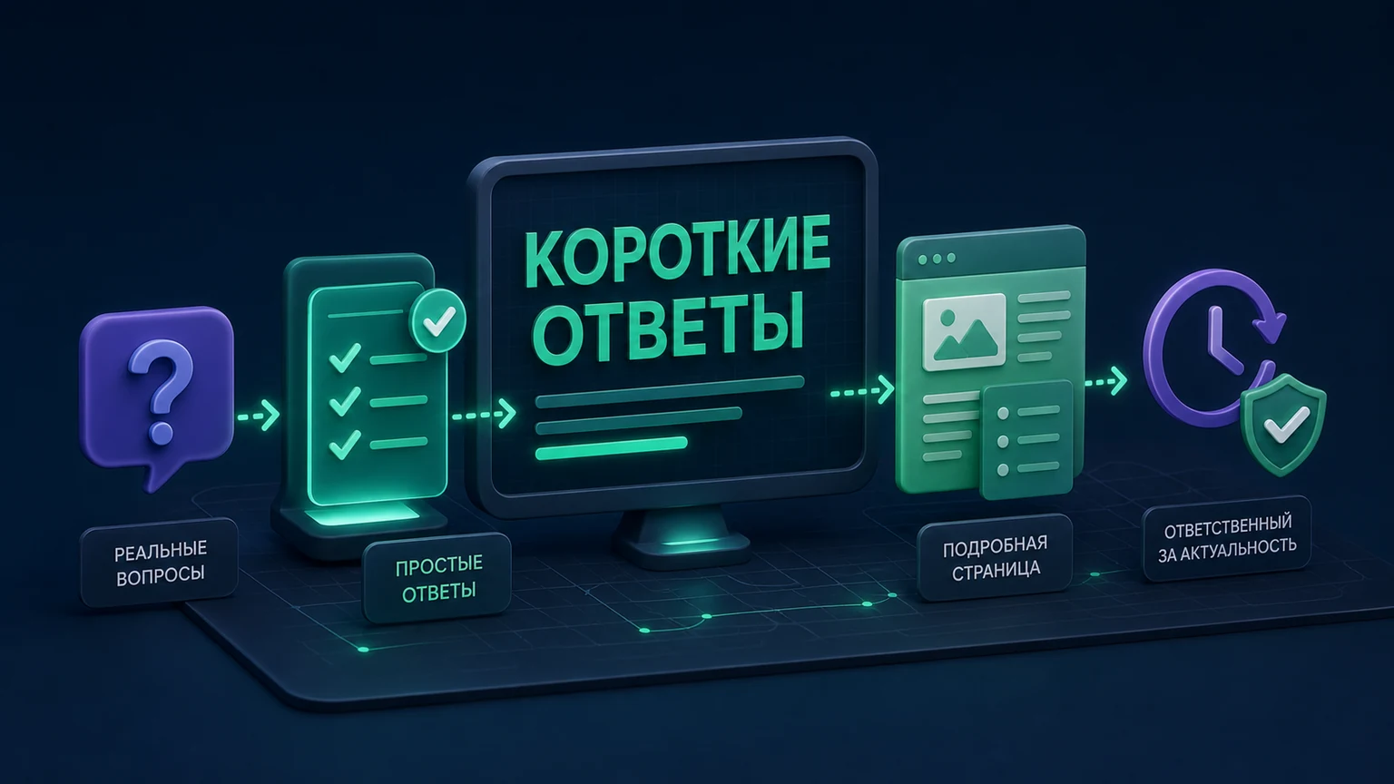 Иллюстрация к разделу «Ответы должны быть короткими, точными и регулярно обновляться»