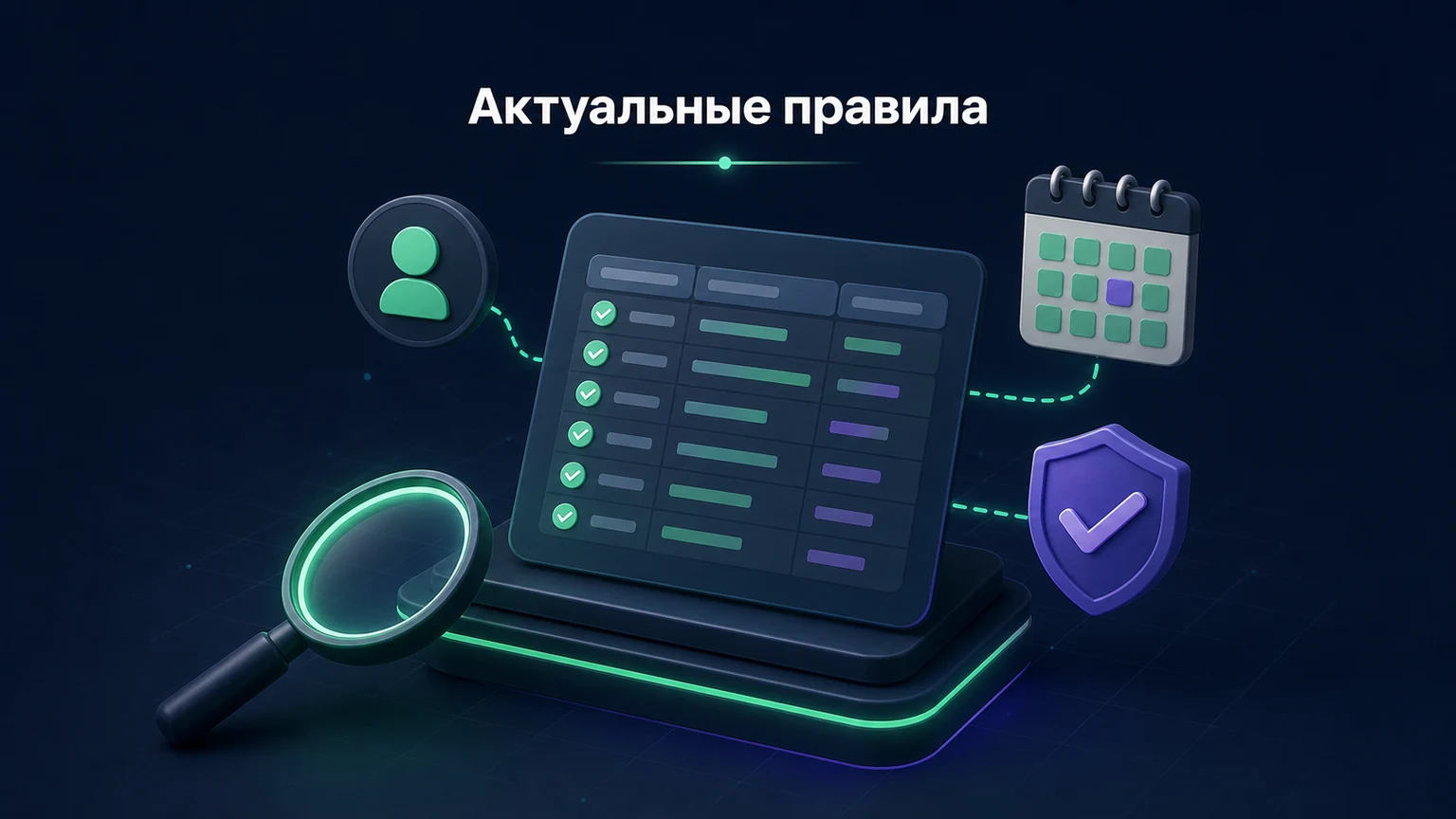 3D-инфографика: таблица параметров имеет владельца, дату и контрольную версию.
