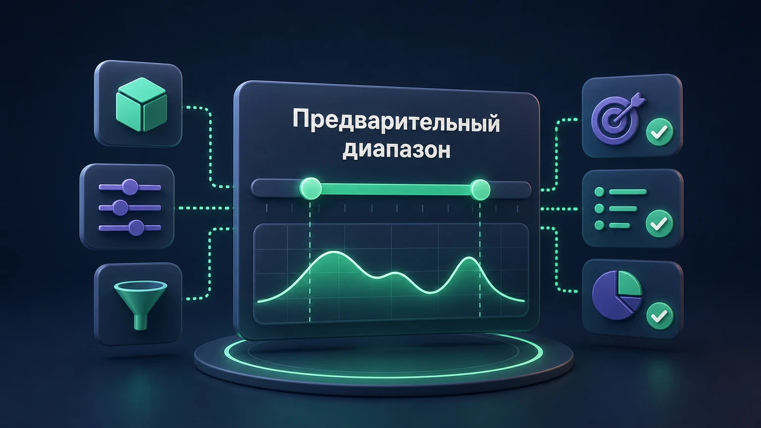 3D-инфографика: модель, опции и условия собраны рядом с диапазоном.