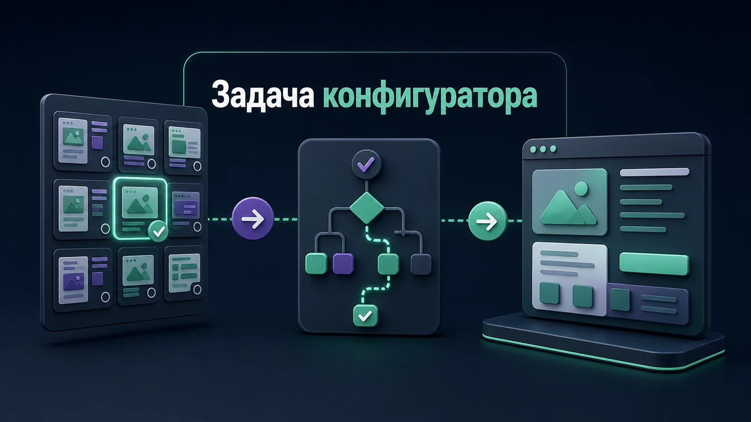 3D-инфографика: повторяемый выбор модели отделён от индивидуального проектирования.