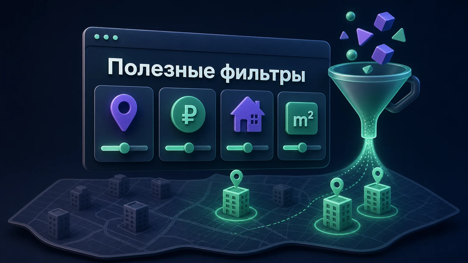 3D-инфографика: район, цена, комнаты и площадь сужают реальный ассортимент.