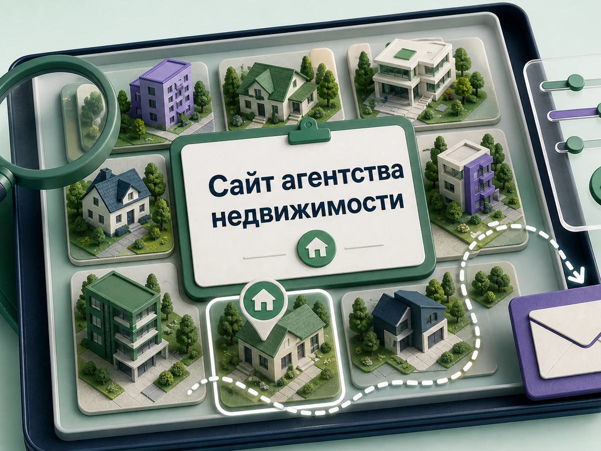 Предметная 3D-сцена: каталог недвижимости связывает выбор объекта с обращением.