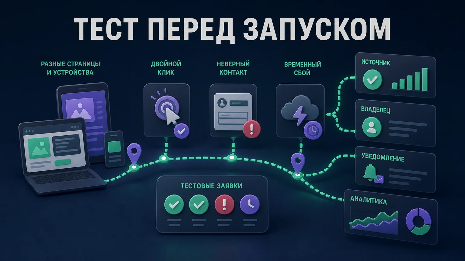 Иллюстрация к разделу «Перед запуском пройдите путь несколькими тестовыми заявками»