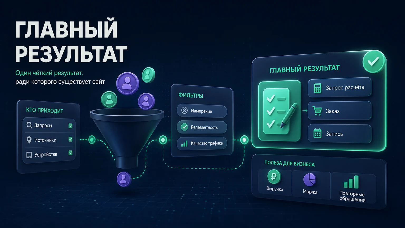 Иллюстрация к разделу «Сначала назовите один результат, ради которого существует сайт»