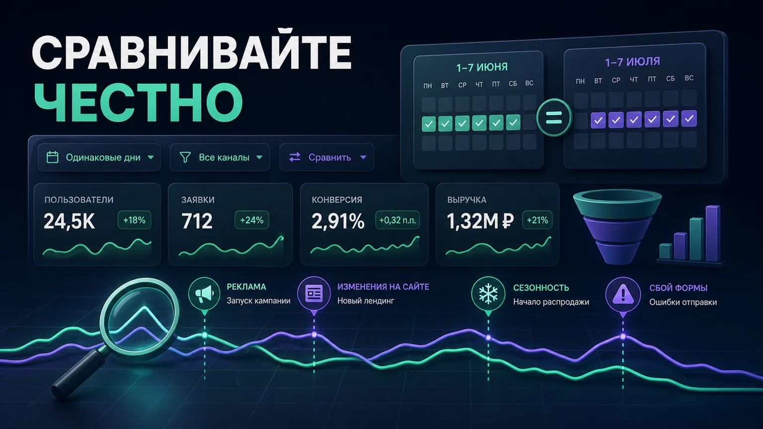 Иллюстрация к разделу «Сравнивайте одинаковые периоды и отмечайте важные изменения»