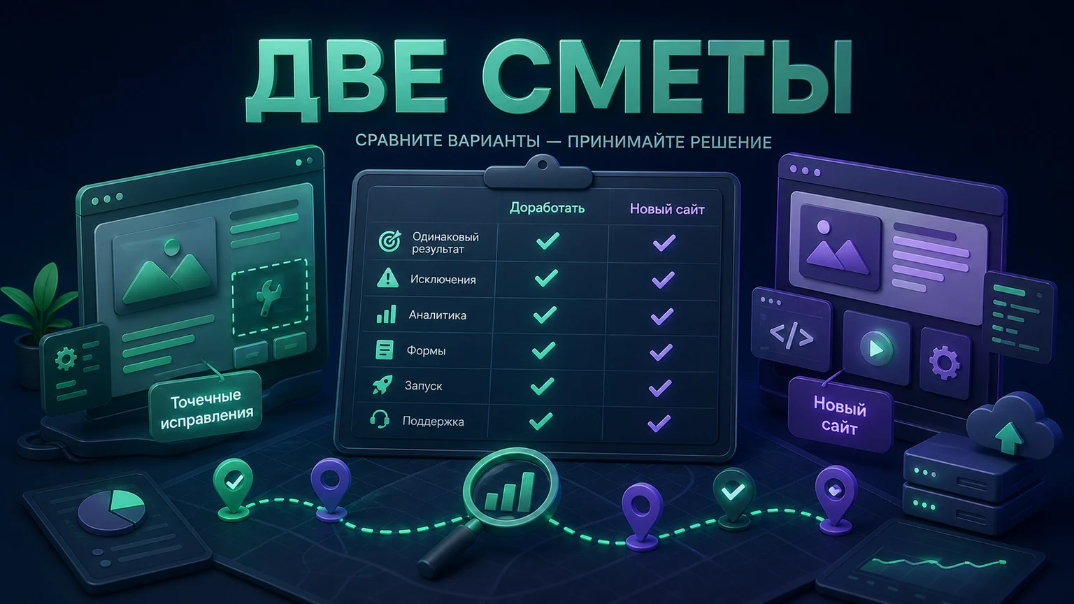 Иллюстрация к разделу «Переделать или доработать сайт помогает сравнение двух смет»