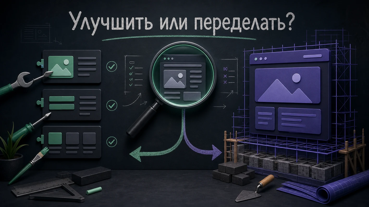 Сравнение точечной доработки сайта и полного редизайна.