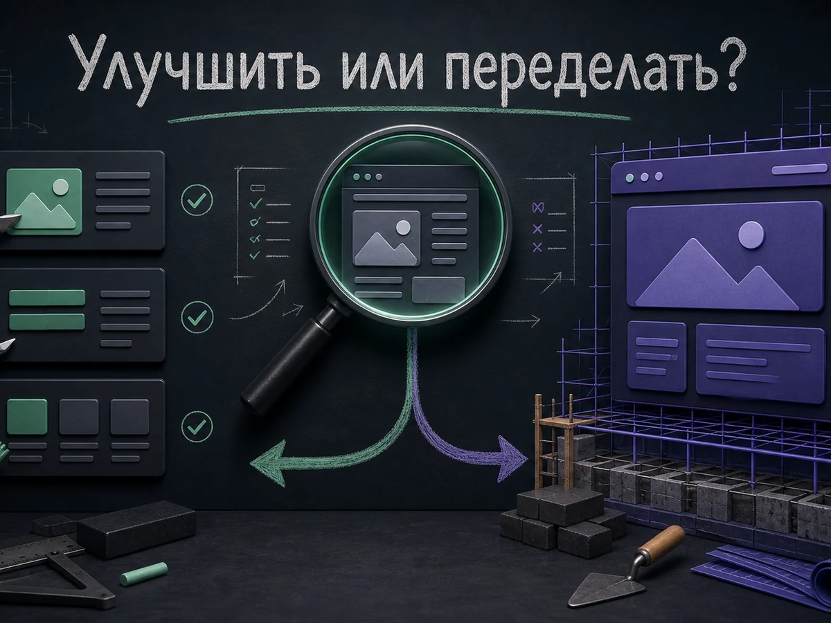 Сравнение точечной доработки сайта и полного редизайна.